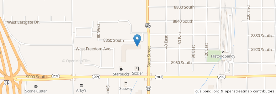 Mapa de ubicacion de Schlotzsky's en États-Unis D'Amérique, Utah, Salt Lake County, Sandy.
