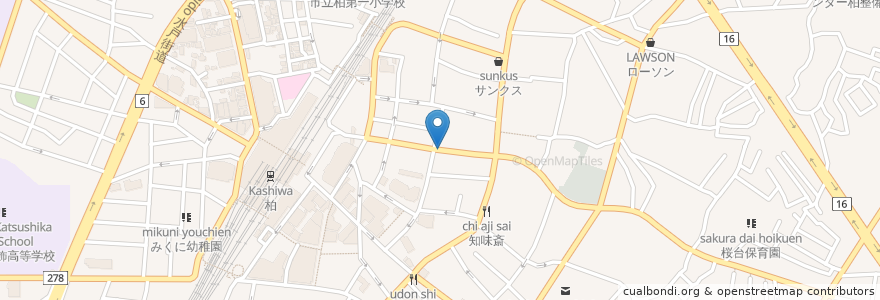 Mapa de ubicacion de モダンタイムス en 日本, 千葉県, 柏市.