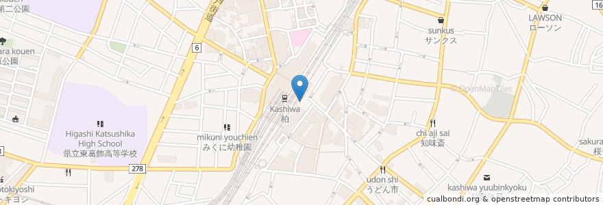 Mapa de ubicacion de Hidakaya en Japan, Chiba Prefecture, Kashiwa.