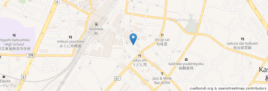 Mapa de ubicacion de クィーンベル en Japon, Préfecture De Chiba, 柏市.