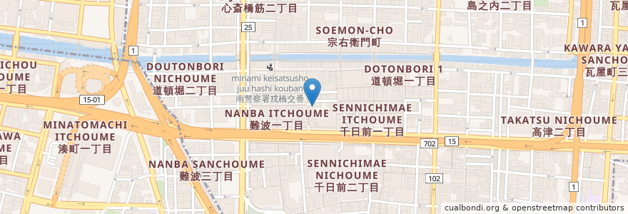 Mapa de ubicacion de 割烹浅草 en Japan, Osaka Prefecture, Osaka, Chuo.