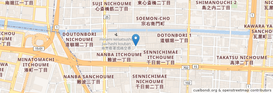 Mapa de ubicacion de Matsuzakagyu, Yakiniku M, Honzenji Yokocho en Japan, Osaka Prefecture, Osaka, Chuo.