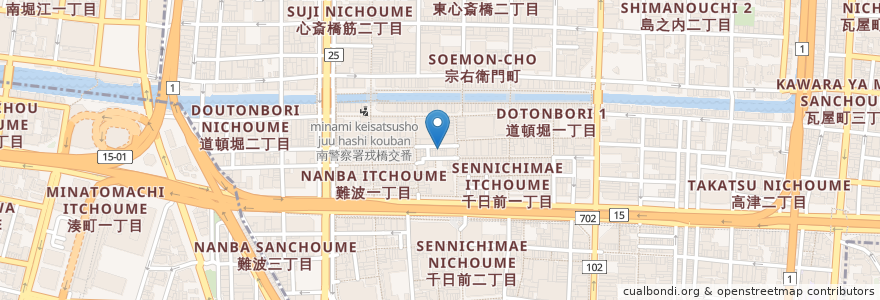 Mapa de ubicacion de コスコス en 日本, 大阪府, 大阪市, 中央区.