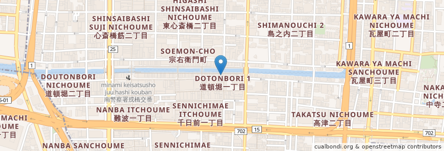 Mapa de ubicacion de 奴茶屋 en 일본, 오사카부, 오사카, 中央区.