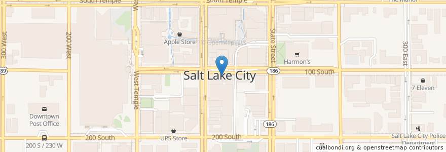 Mapa de ubicacion de Martine Cafe and Tapas en Amerika Syarikat, Utah, Salt Lake County, Salt Lake City.