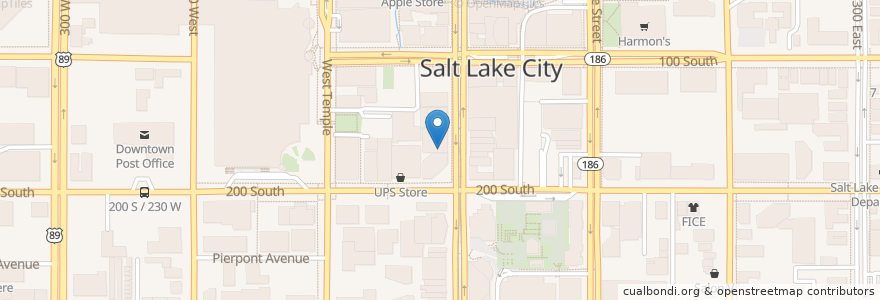 Mapa de ubicacion de Gandalfo's en アメリカ合衆国, ユタ州, Salt Lake County, Salt Lake City.