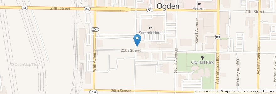 Mapa de ubicacion de Lucky Slice Pizza en 미국, 유타 주, Weber County, Ogden.