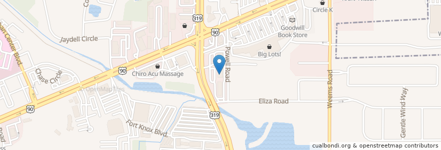 Mapa de ubicacion de Burke's Karate Academy en Stati Uniti D'America, Florida, Leon County, Tallahassee.