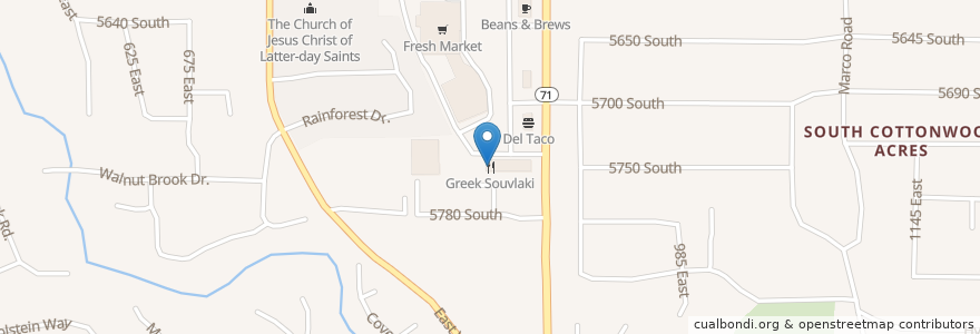 Mapa de ubicacion de Greek Souvlaki en United States, Utah, Salt Lake County, Murray.
