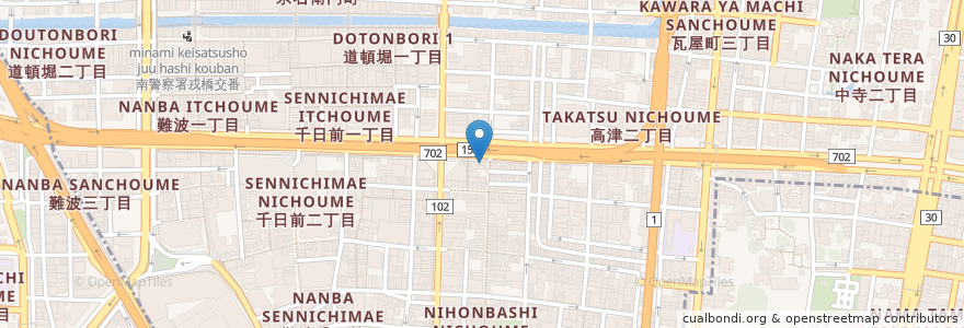 Mapa de ubicacion de 日本橋食堂 en 日本, 大阪府, 大阪市, 中央区.