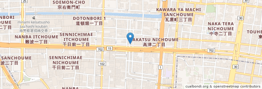 Mapa de ubicacion de たこ焼きえびす en Japonya, 大阪府, 大阪市, 中央区.