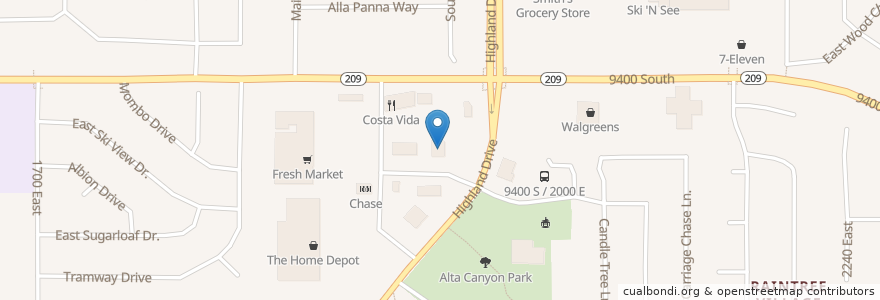 Mapa de ubicacion de Black Bear Diner en ایالات متحده آمریکا, یوتا, Salt Lake County, Sandy.