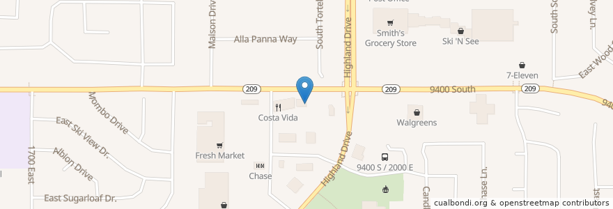 Mapa de ubicacion de Starbucks en アメリカ合衆国, ユタ州, Salt Lake County, Sandy.