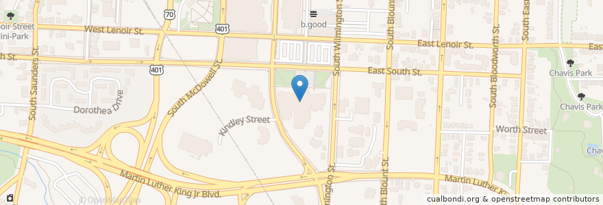Mapa de ubicacion de Memorial Auditorium en United States, North Carolina, Wake County, Raleigh.
