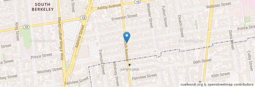 Mapa de ubicacion de The Starry Plough en Amerika Syarikat, California, Alameda County, Berkeley.
