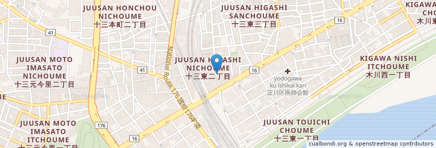 Mapa de ubicacion de 居酒屋 母々巣 en Japan, Osaka Prefecture, Osaka, Yodogawa Ward.