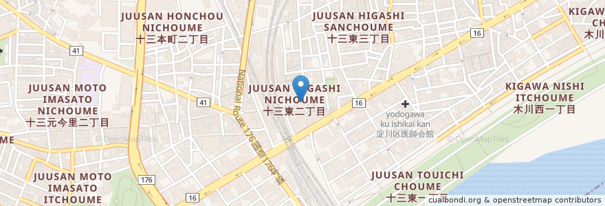 Mapa de ubicacion de 十三海の家 en Japan, Präfektur Osaka, 大阪市, 淀川区.