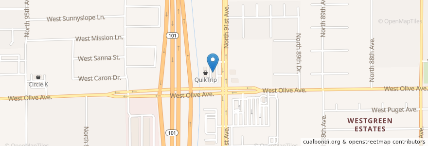 Mapa de ubicacion de QuikTrip en United States, Arizona, Maricopa County, Peoria.