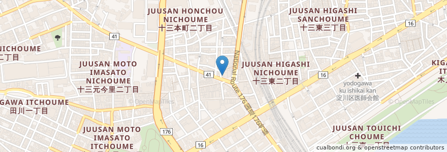 Mapa de ubicacion de 印度屋 en Japan, Präfektur Osaka, 大阪市, 淀川区.