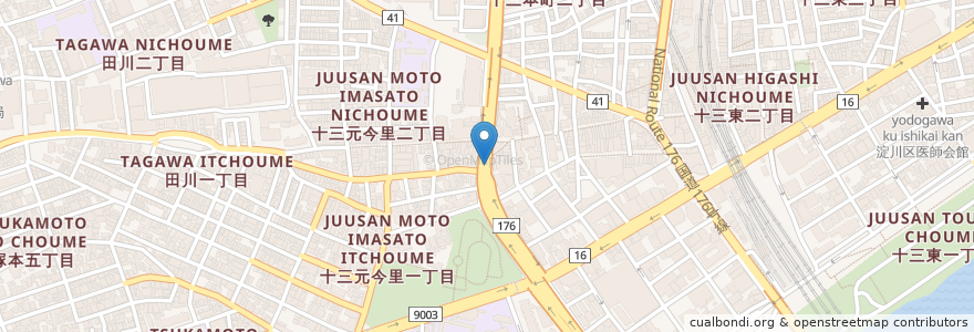 Mapa de ubicacion de うどんばか en Japan, 大阪府, Osaka, 淀川区.