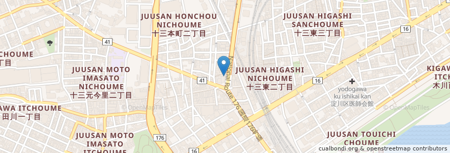 Mapa de ubicacion de 鉄鍋 吟蔵 en Japan, Osaka Prefecture, Osaka, Yodogawa Ward.