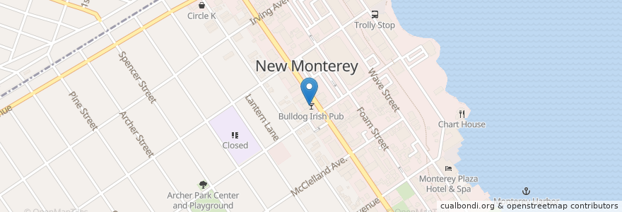 Mapa de ubicacion de Bulldog Irish Pub en États-Unis D'Amérique, Californie, Monterey County, Monterey.