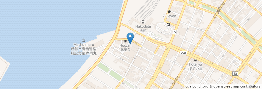 Mapa de ubicacion de あけぼの食堂 en اليابان, محافظة هوكايدو, 渡島総合振興局, 函館市.
