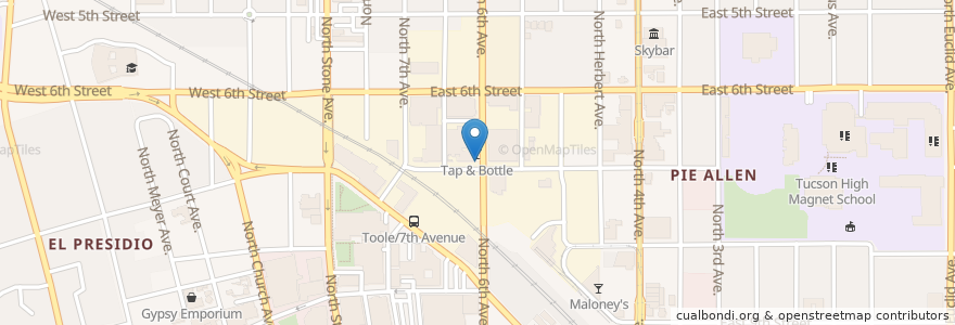 Mapa de ubicacion de Exo Roast Co. en ایالات متحده آمریکا, آریزونا, Pima County, Tucson.
