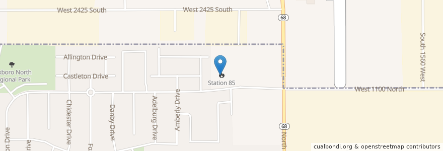 Mapa de ubicacion de Station 85 en United States, Utah, Davis County, Woods Cross, North Salt Lake.
