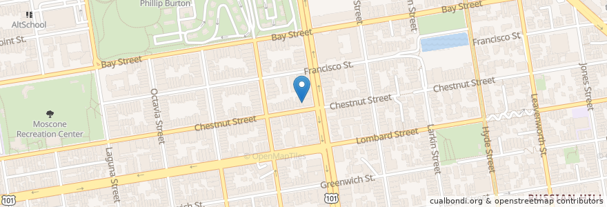 Mapa de ubicacion de Chestnut Diner en United States, California, San Francisco City And County, San Francisco.