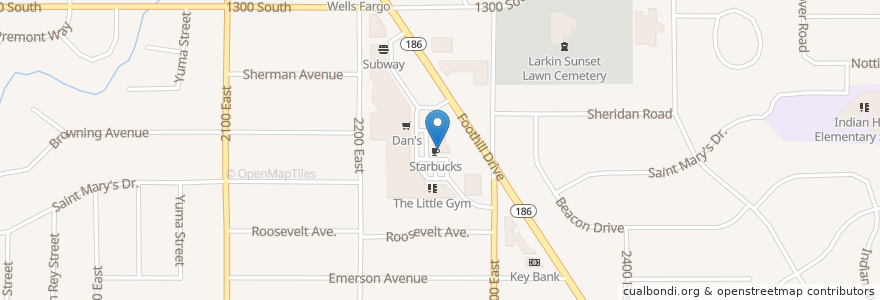 Mapa de ubicacion de Red Butte Cafe en ایالات متحده آمریکا, یوتا, Salt Lake County, Salt Lake City.