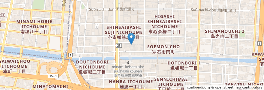 Mapa de ubicacion de ミツヤ en 일본, 오사카부, 오사카, 中央区.