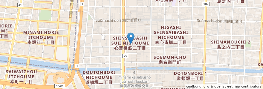 Mapa de ubicacion de 燒肉一丁 en Japan, Präfektur Osaka, 大阪市, 中央区.