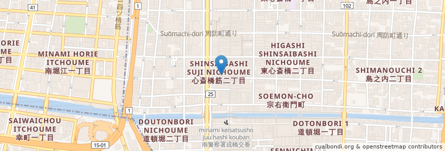 Mapa de ubicacion de えびす en 日本, 大阪府, 大阪市, 中央区.