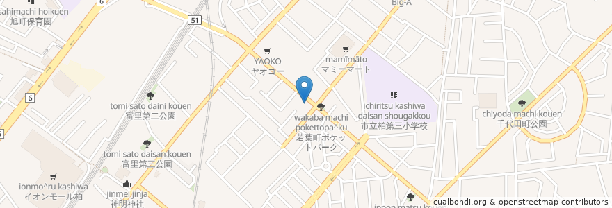 Mapa de ubicacion de エネオス en 日本, 千葉県, 柏市.