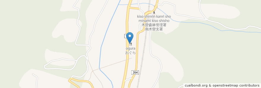 Mapa de ubicacion de おぐら en 日本, 長野県, 木曽郡, 南木曽町.