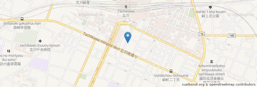 Mapa de ubicacion de 多摩信用金庫 en Japonya, 東京都, 立川市.