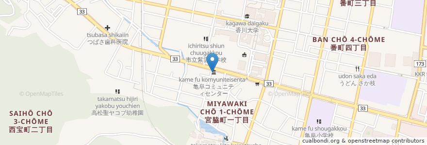 Mapa de ubicacion de 亀阜コミュニティセンター en Japan, 香川県, 高松市.