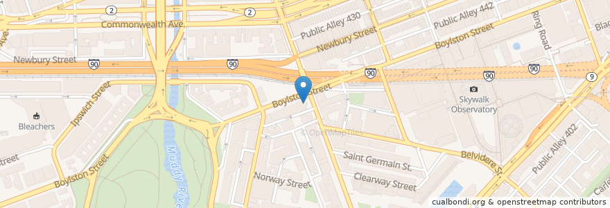 Mapa de ubicacion de Bank of America en アメリカ合衆国, マサチューセッツ州, Suffolk County, ボストン.
