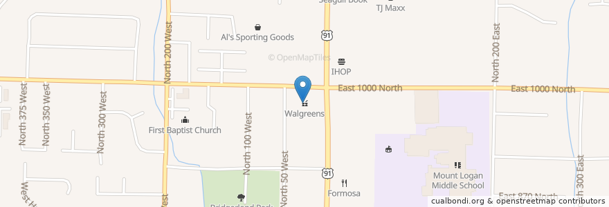 Mapa de ubicacion de Walgreens en Stati Uniti D'America, Utah, Cache County, Logan.