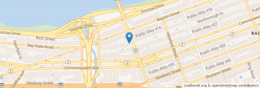 Mapa de ubicacion de The Corner Tavern en ایالات متحده آمریکا, ماساچوست, Suffolk County, Boston.