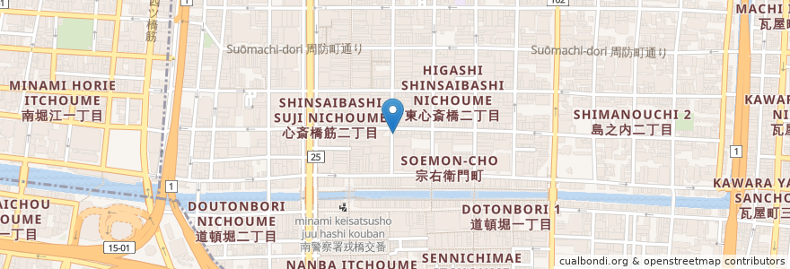 Mapa de ubicacion de クスリのライフライン en ژاپن, 大阪府, 大阪市, 中央区.