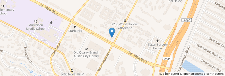 Mapa de ubicacion de 7/Eleven en アメリカ合衆国, テキサス州, Travis County, Austin.