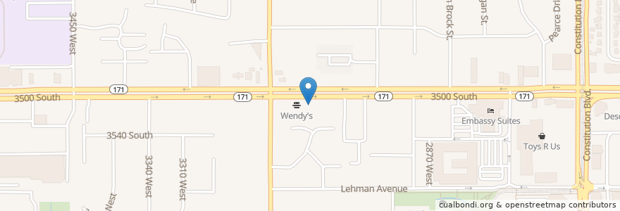 Mapa de ubicacion de Wienerschnitzel en Vereinigte Staaten Von Amerika, Utah, Salt Lake County, West Valley City.