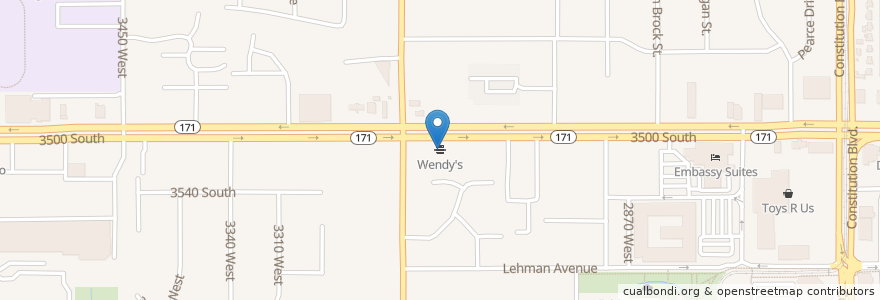Mapa de ubicacion de Wendy's en Соединённые Штаты Америки, Юта, Salt Lake County, West Valley City.