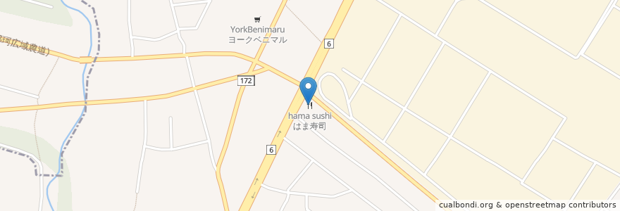 Mapa de ubicacion de はま寿司 en Jepun, 茨城県, ひたちなか市.