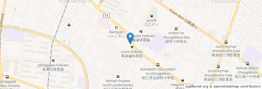 Mapa de ubicacion de 増田屋 en Japan, 東京都, 狛江市.