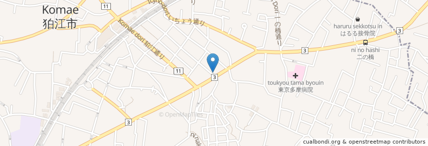 Mapa de ubicacion de 江川亭 en 일본, 도쿄도, 狛江市.