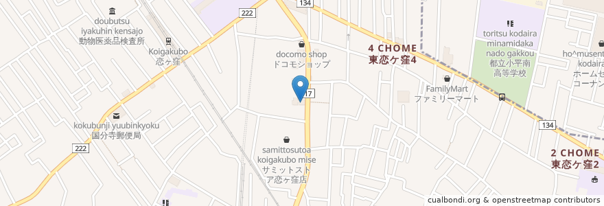 Mapa de ubicacion de エネオス en 日本, 東京都, 国分寺市.