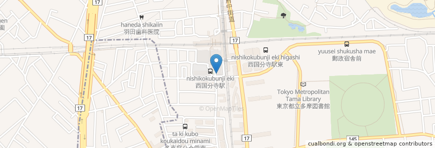 Mapa de ubicacion de 東京都民銀行 en Japon, Tokyo, 国分寺市, 府中市.